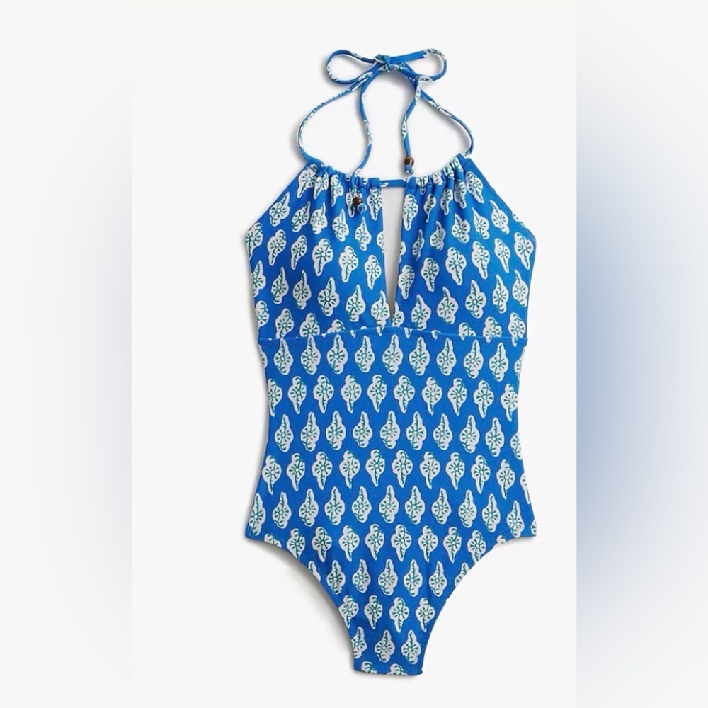 NWT JCrew Factory Printed halter one-piece swimsuit - Picture 3 of 6